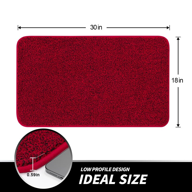 LINLA Indoor Doormat, Super Absorbs Mud Mat, Washable Non-Slip Rubber Clean Mat for Doorways Inside Dirt Trapper Mats Shoes Scraper Entryway, 18x30 Inches - Red and Black Mixed Colors - Image 4
